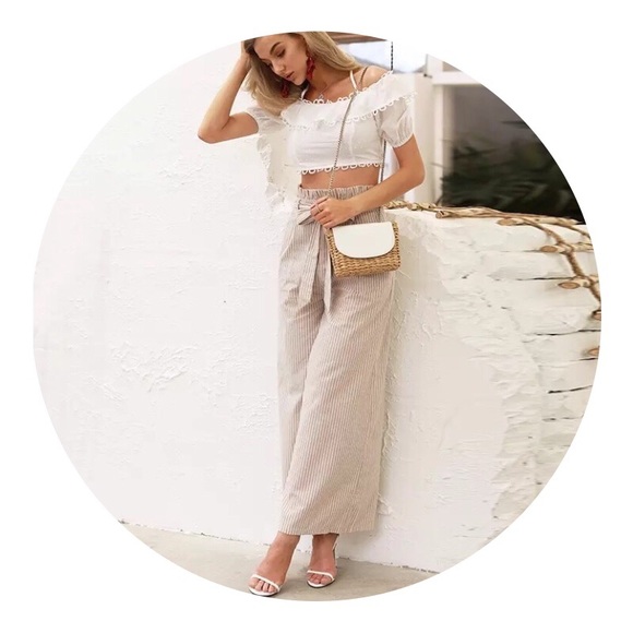 Wide Leg high Waisted Paper Bag Pants - Picture 7 of 8